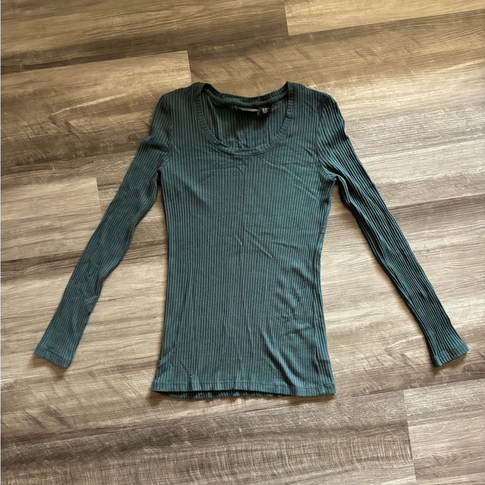 Rachel Zoe Fitted Green Long Sleeve Top